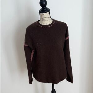 Johnny Was Brown Sweater with Pink Accents